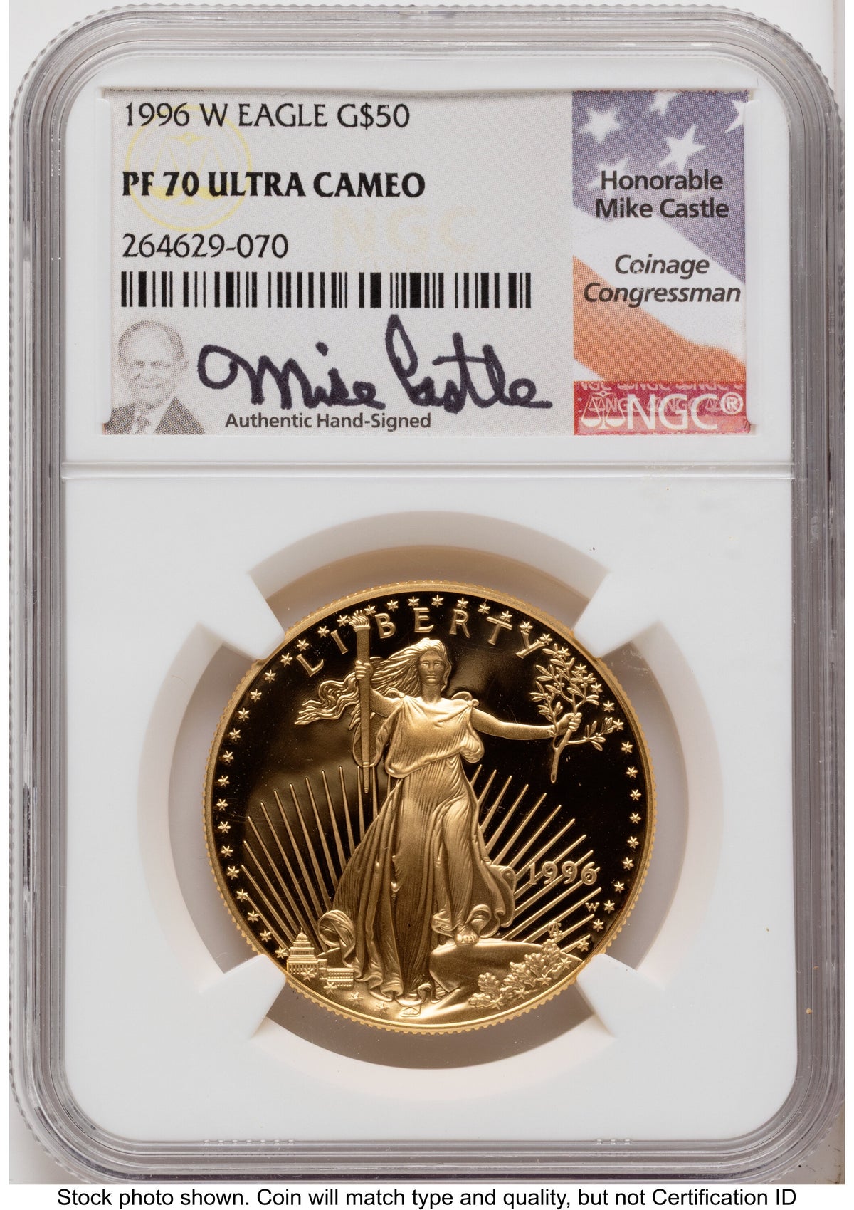 1996-W Proof Gold Eagle 1.85 oz Mike Castle NGC PF70