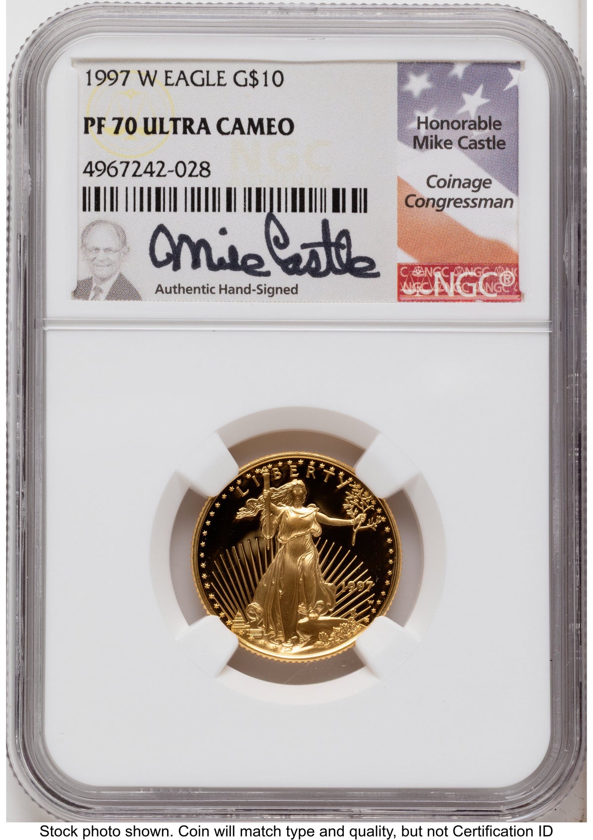 1997-W Proof Gold Eagle 1.85 oz Mike Castle NGC PF70