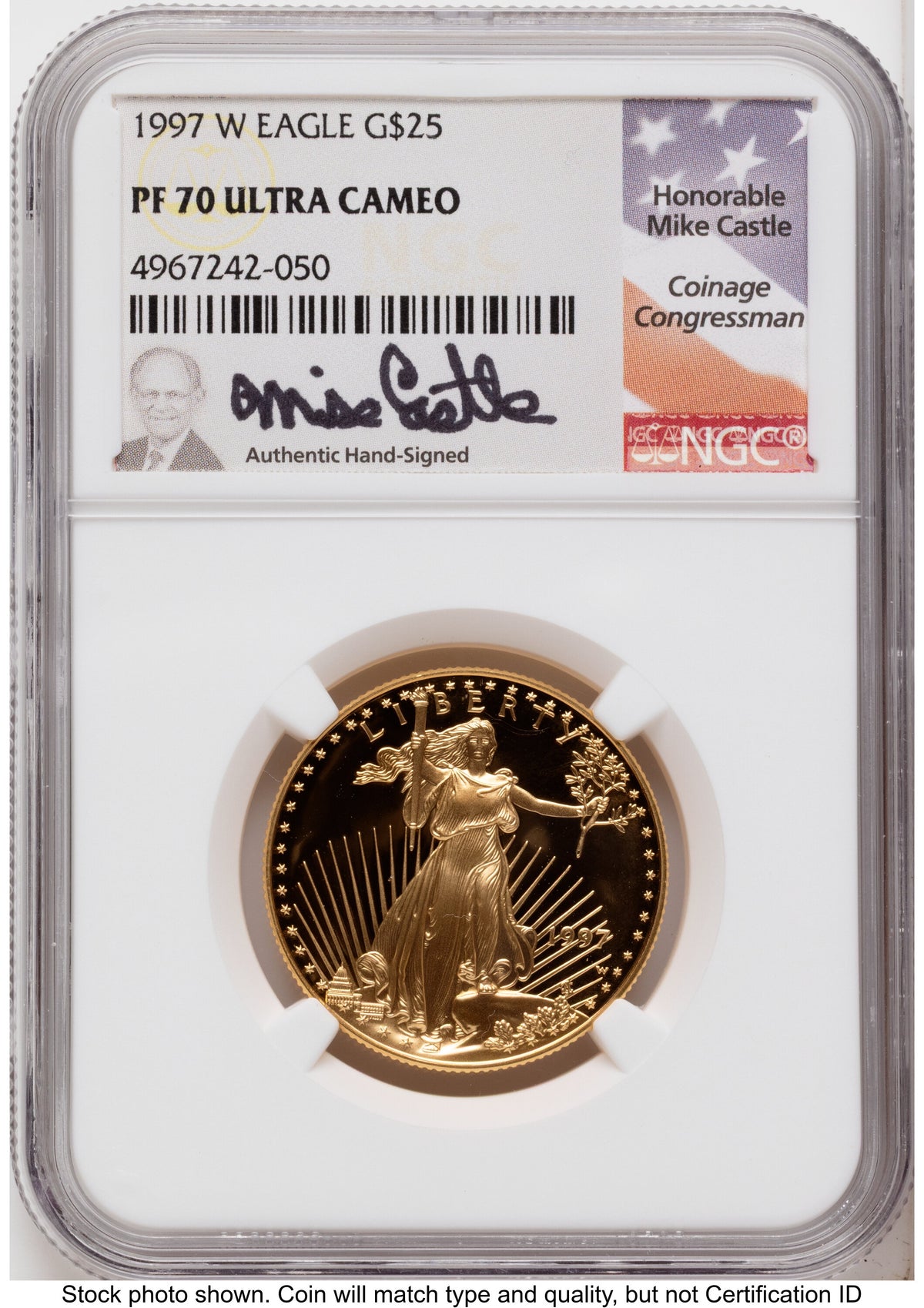 1997-W Proof Gold Eagle 1.85 oz Mike Castle NGC PF70