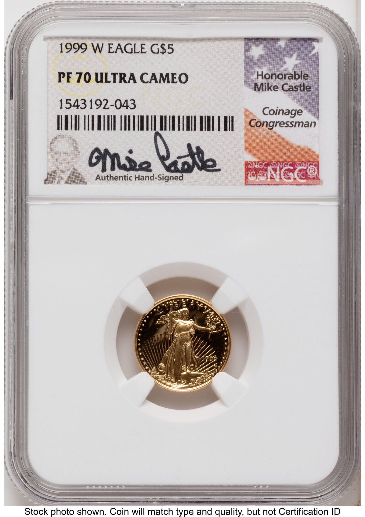 1999-W Proof Gold Eagle 1.85 oz Mike Castle NGC PF70