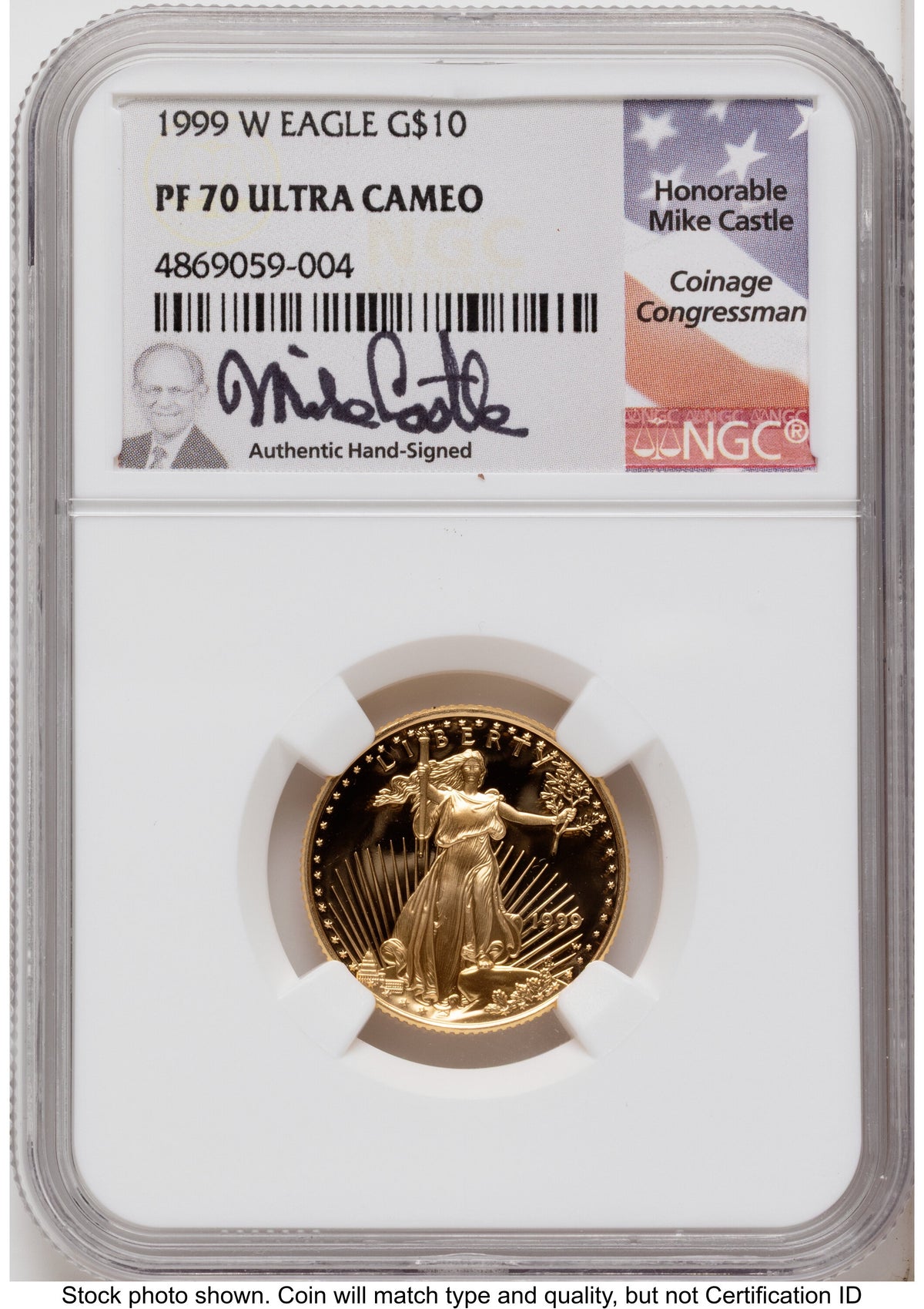 1999-W Proof Gold Eagle 1.85 oz Mike Castle NGC PF70