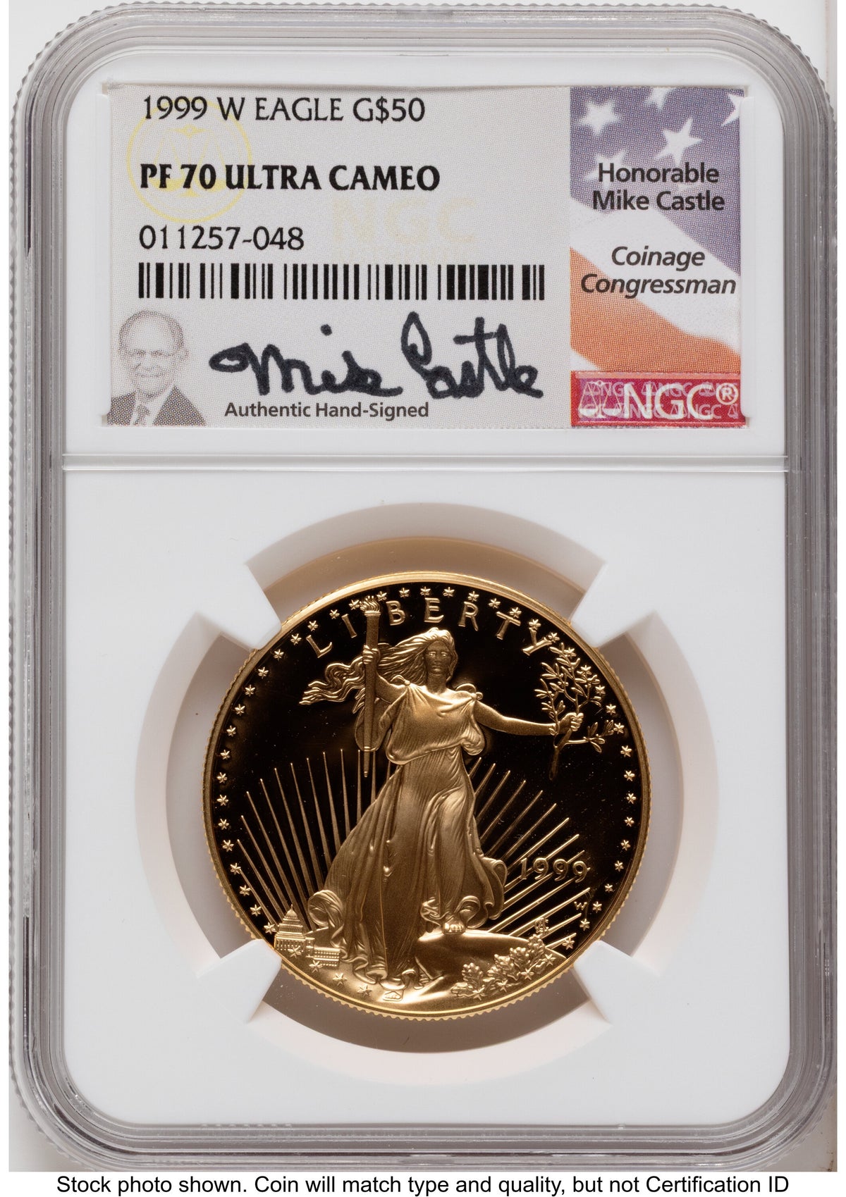 1999-W Proof Gold Eagle 1.85 oz Mike Castle NGC PF70