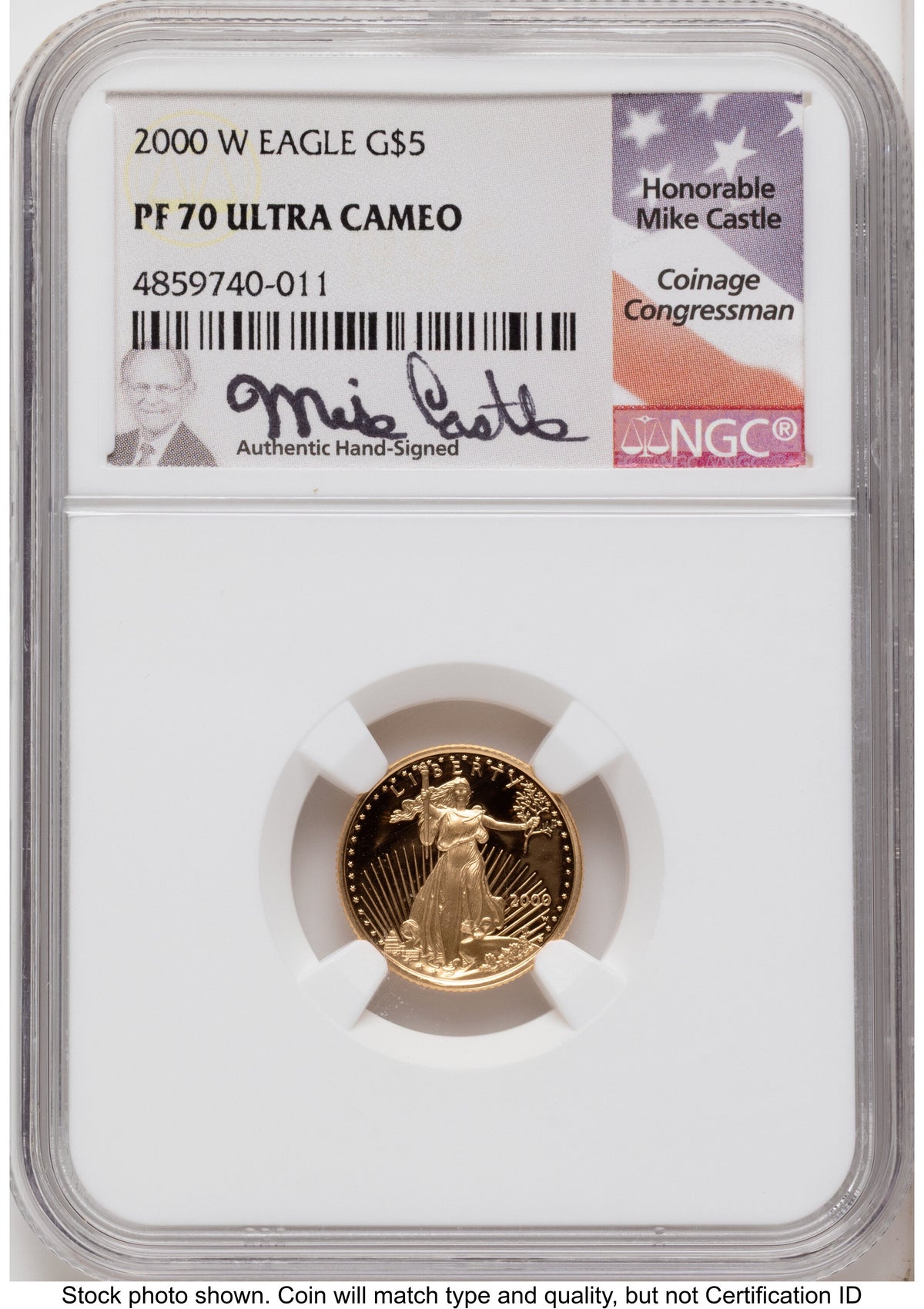 2000-W Proof Gold Eagle 1.85 oz Mike Castle NGC PF70