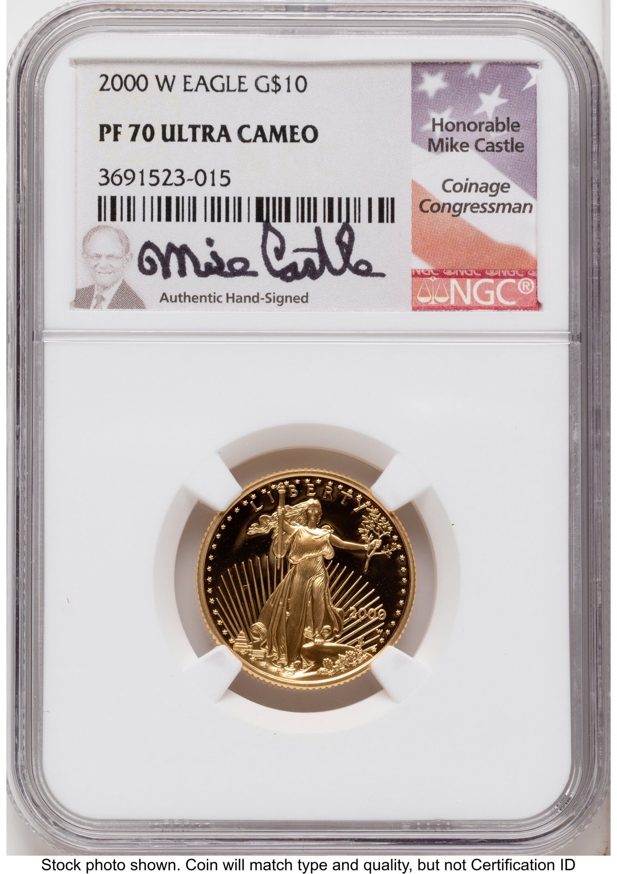 2000-W Proof Gold Eagle 1.85 oz Mike Castle NGC PF70