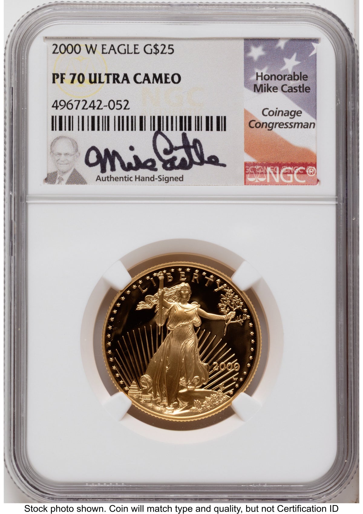 2000-W Proof Gold Eagle 1.85 oz Mike Castle NGC PF70