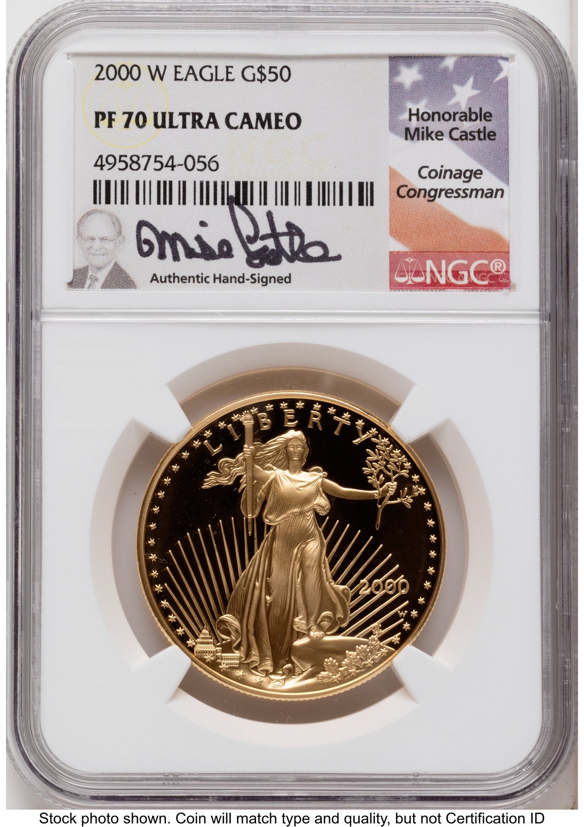 2000-W Proof Gold Eagle 1.85 oz Mike Castle NGC PF70