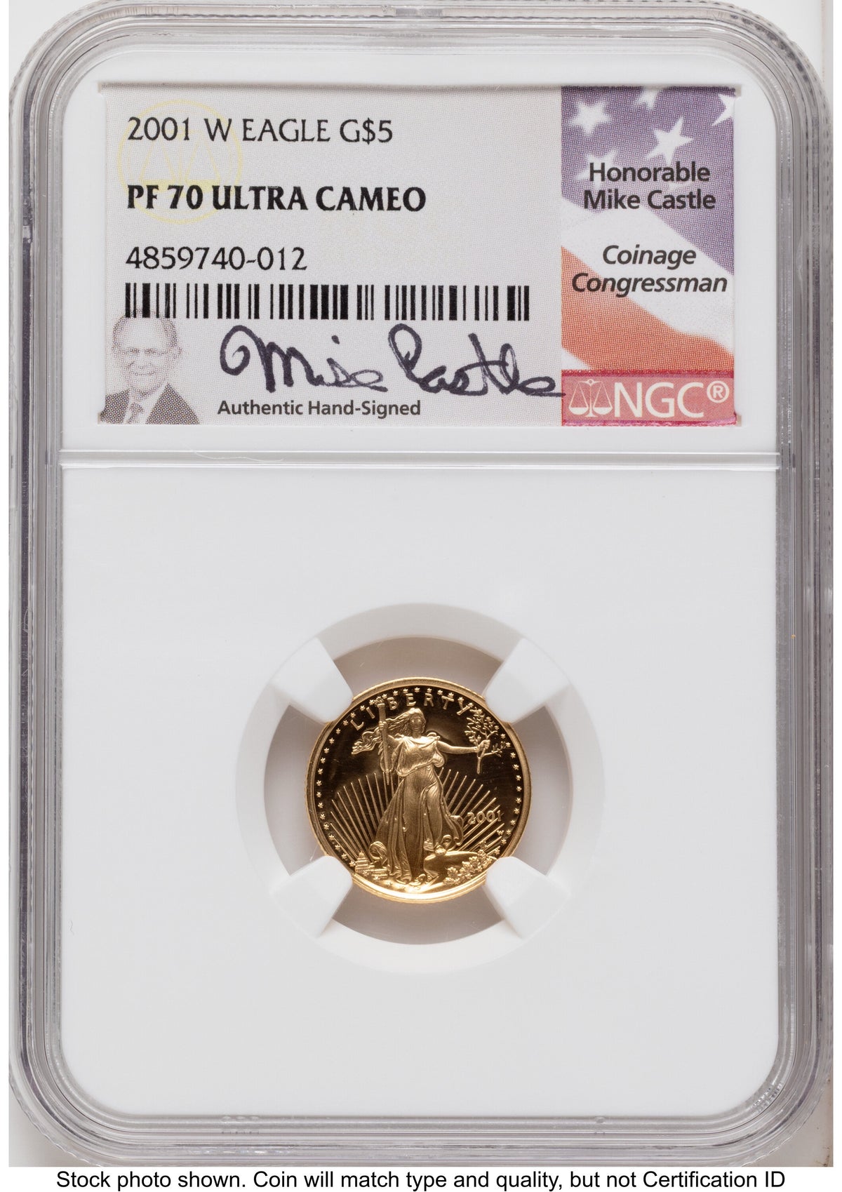 2001-W Proof Gold Eagle 1.85 oz Mike Castle NGC PF70