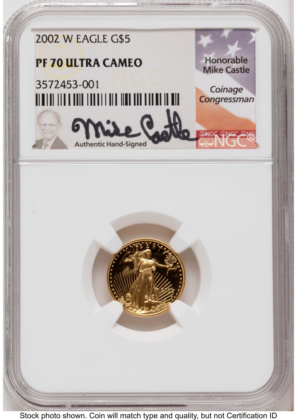 2002-W Proof Gold Eagle 1.85 oz Mike Castle NGC PF70