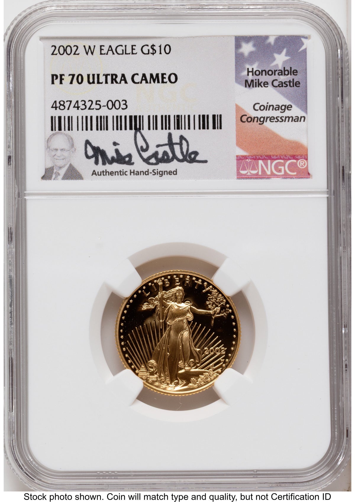 2002-W Proof Gold Eagle 1.85 oz Mike Castle NGC PF70