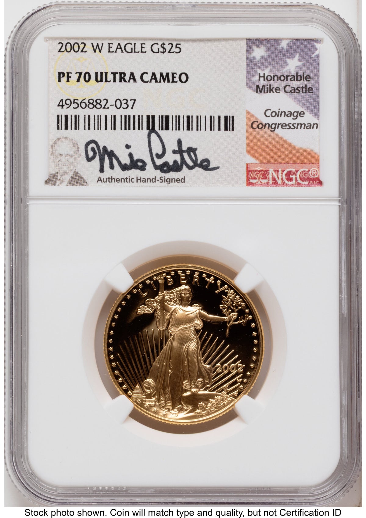 2002-W Proof Gold Eagle 1.85 oz Mike Castle NGC PF70