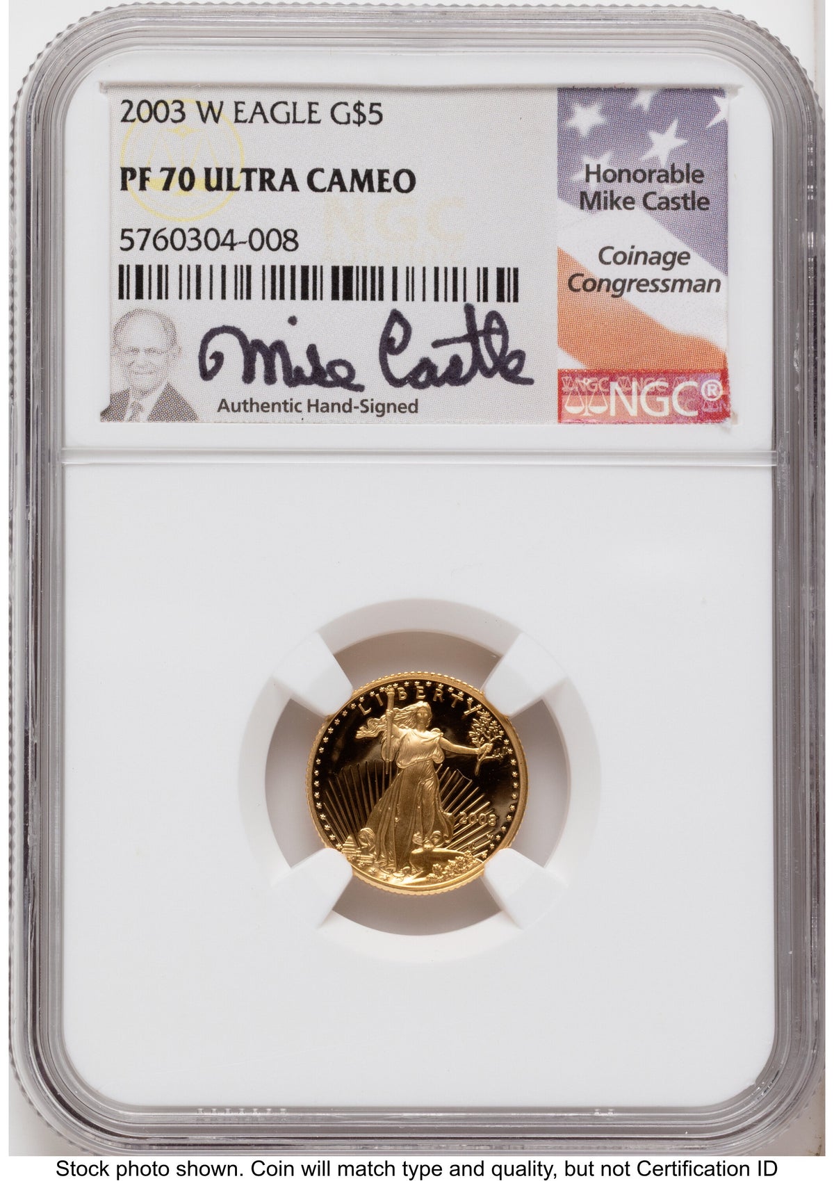2003-W Proof Gold Eagle 1.85 oz Mike Castle NGC PF70