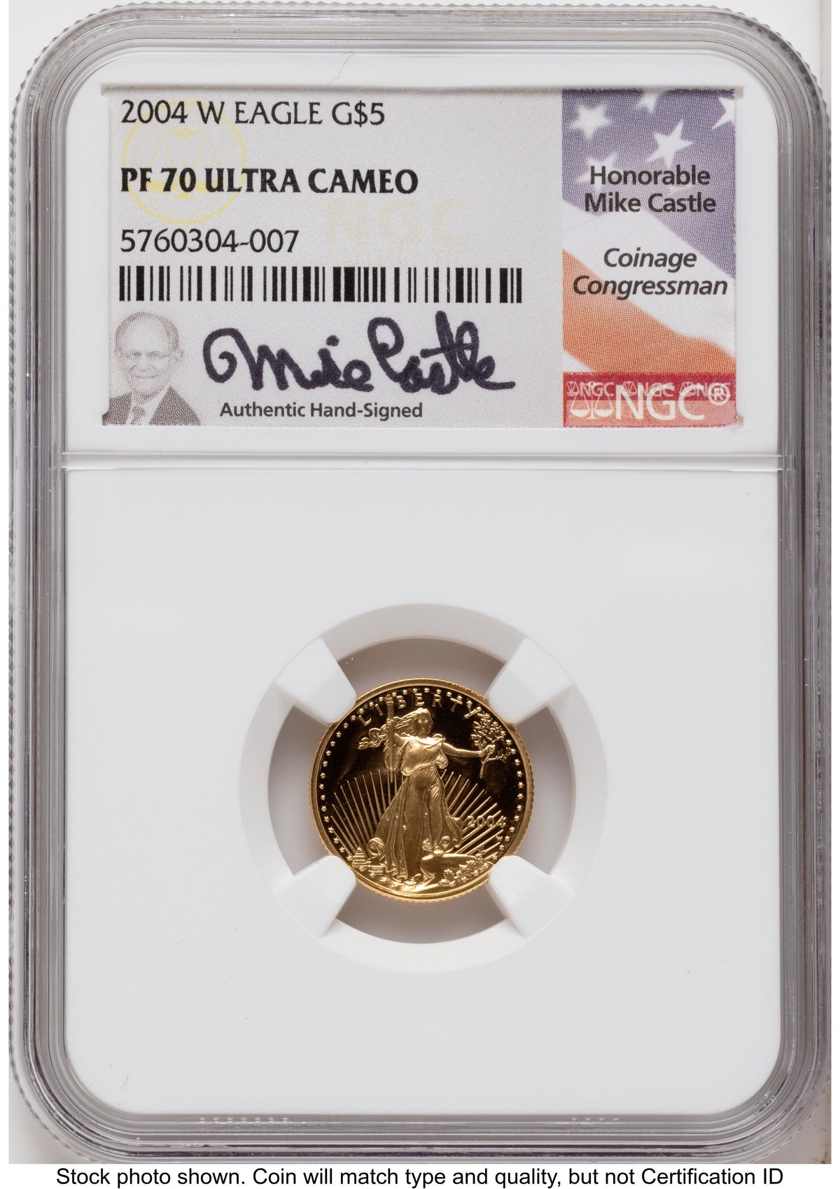 2004-W Proof Gold Eagle 1.85 oz Mike Castle NGC PF70