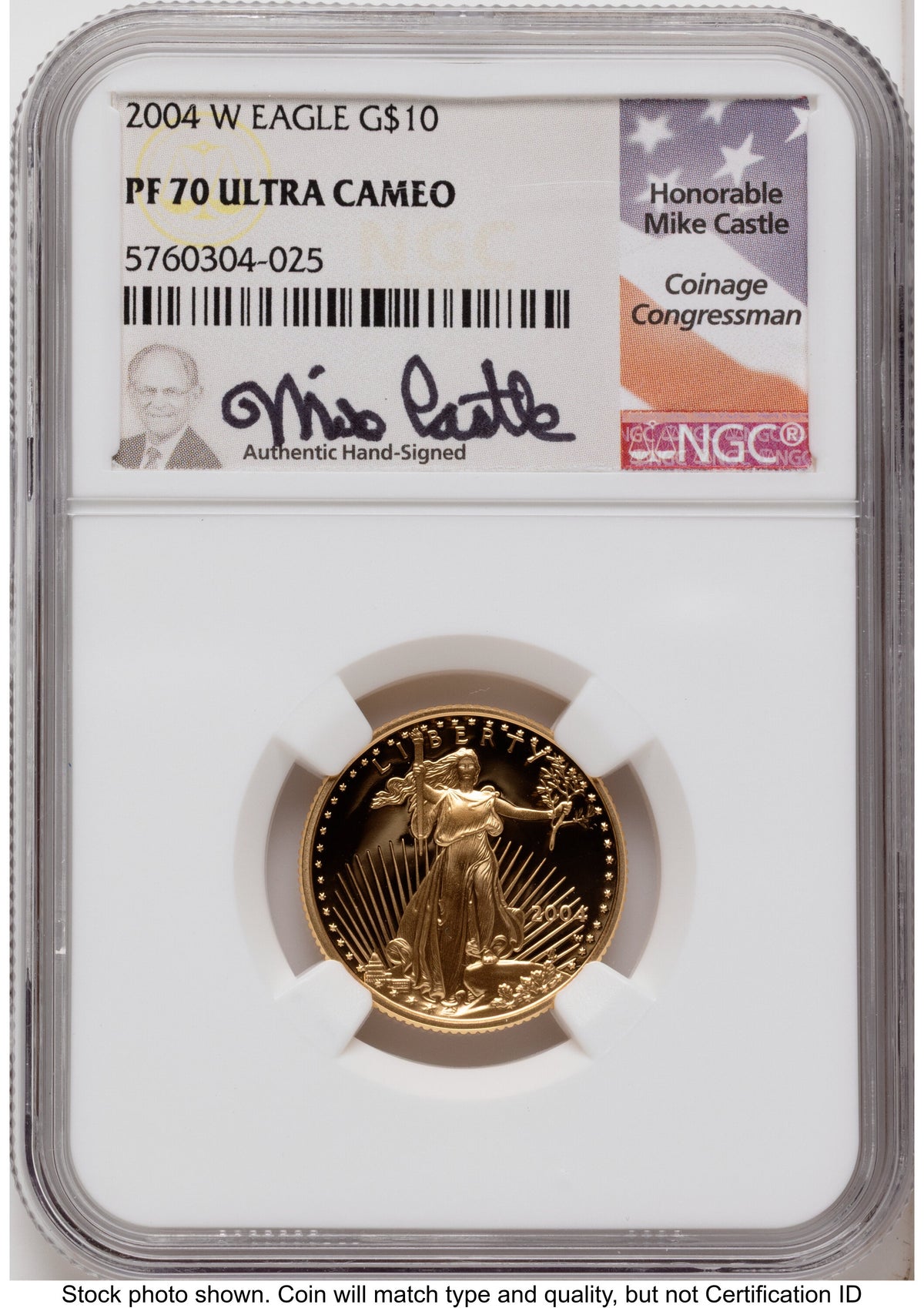 2004-W Proof Gold Eagle 1.85 oz Mike Castle NGC PF70