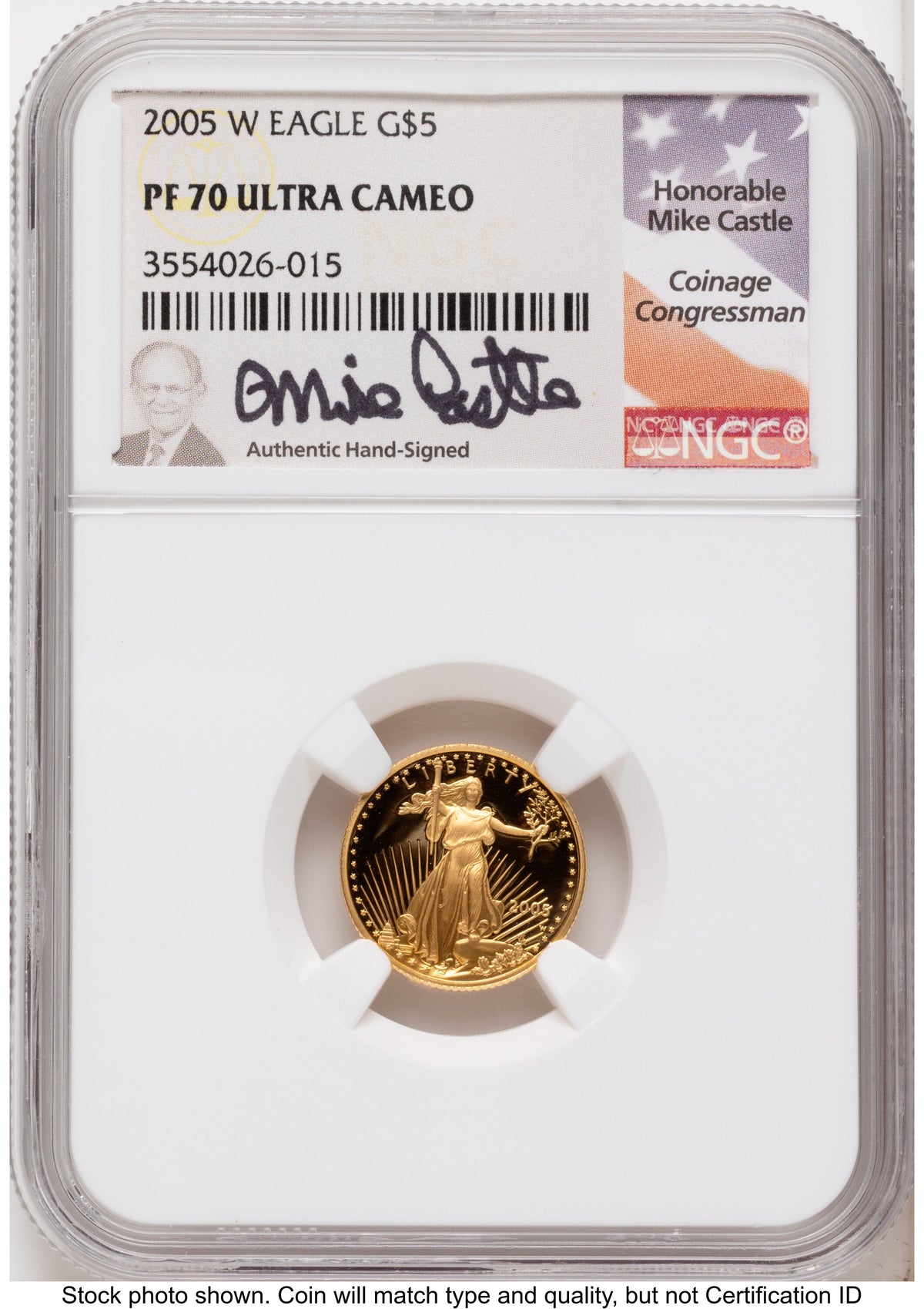 2005-W Proof Gold Eagle 1.85 oz Mike Castle NGC PF70