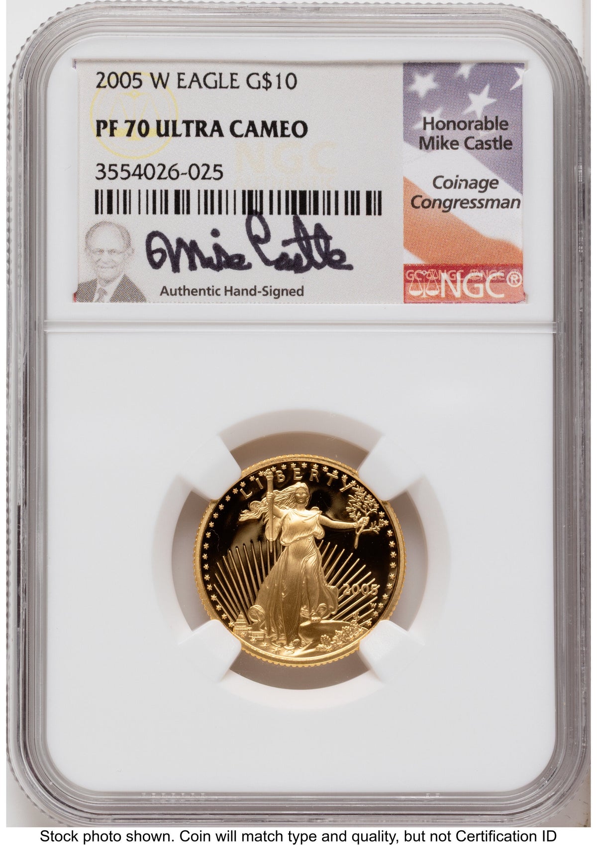 2005-W Proof Gold Eagle 1.85 oz Mike Castle NGC PF70