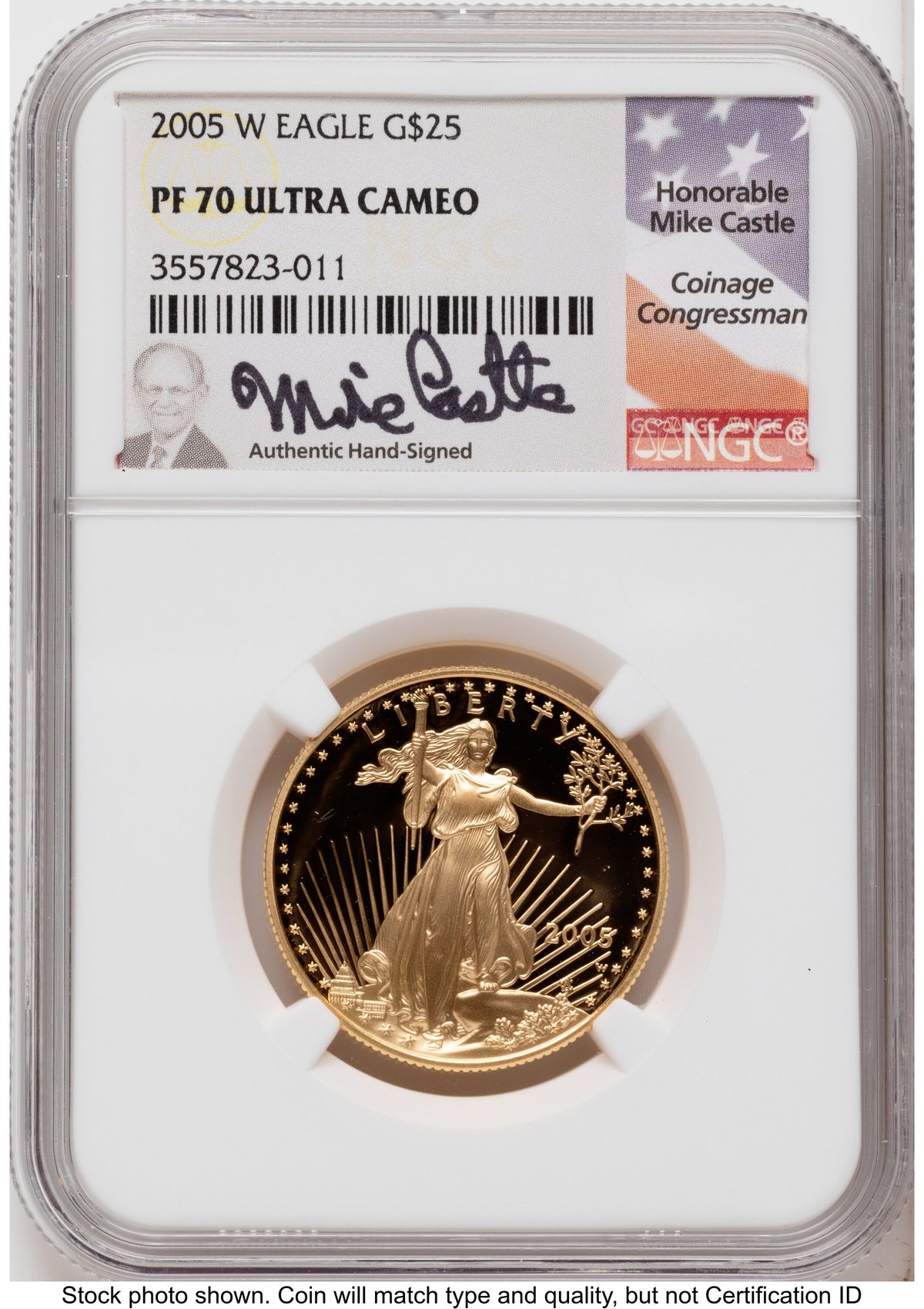2005-W Proof Gold Eagle 1.85 oz Mike Castle NGC PF70