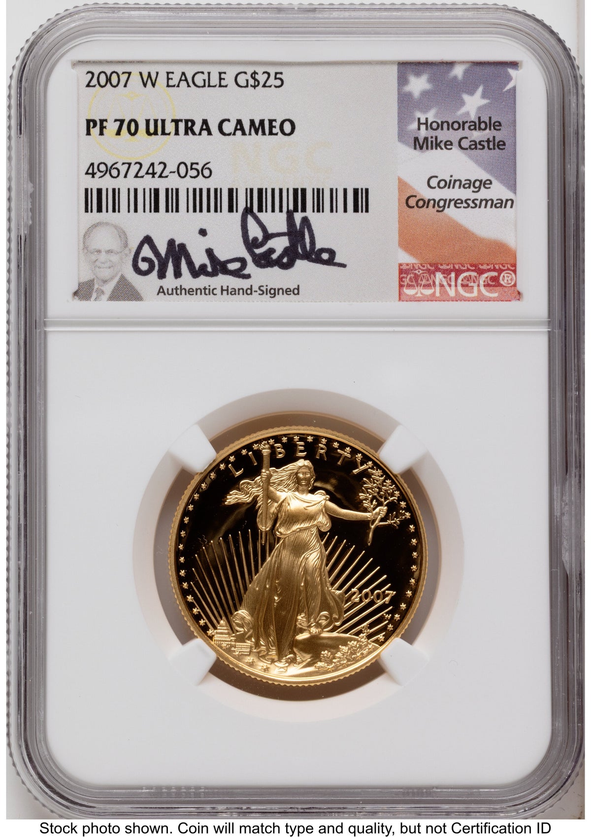2007-W Proof Gold Eagle 1.85 oz Mike Castle NGC PF70