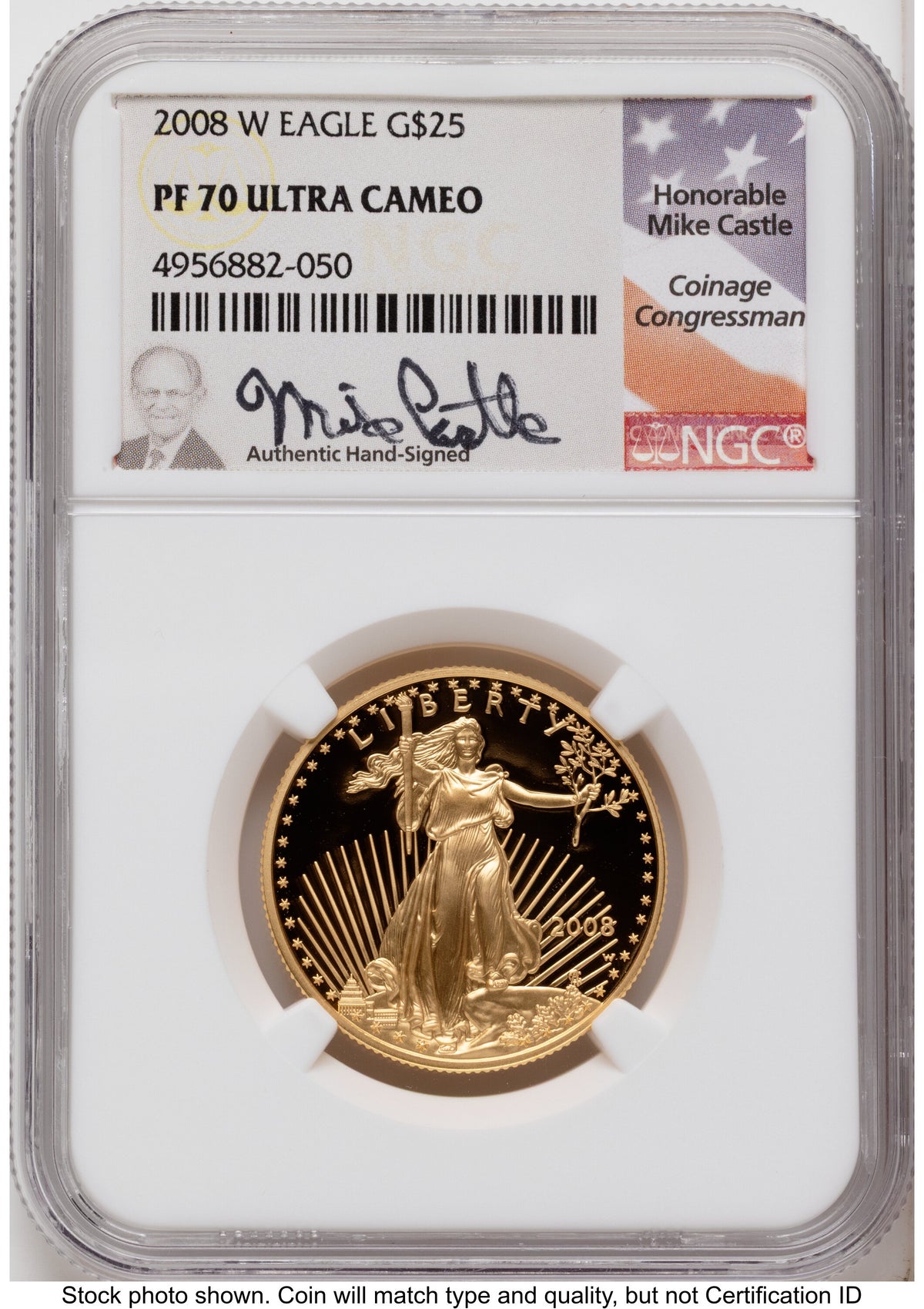 2008-W Proof Gold Eagle 1.85 oz Mike Castle NGC PF70