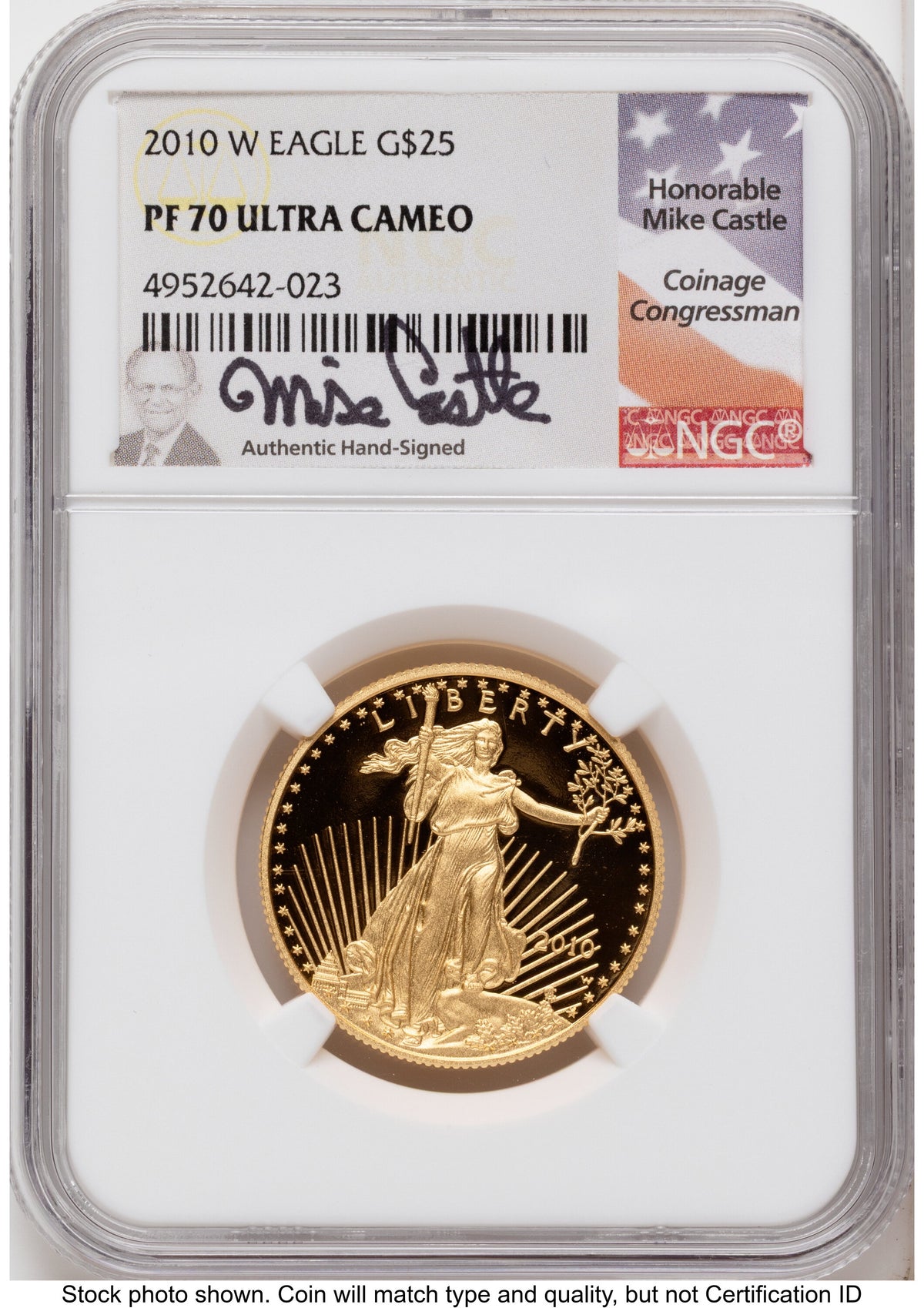 2010-W Proof Gold Eagle 1.85 oz Mike Castle NGC PF70