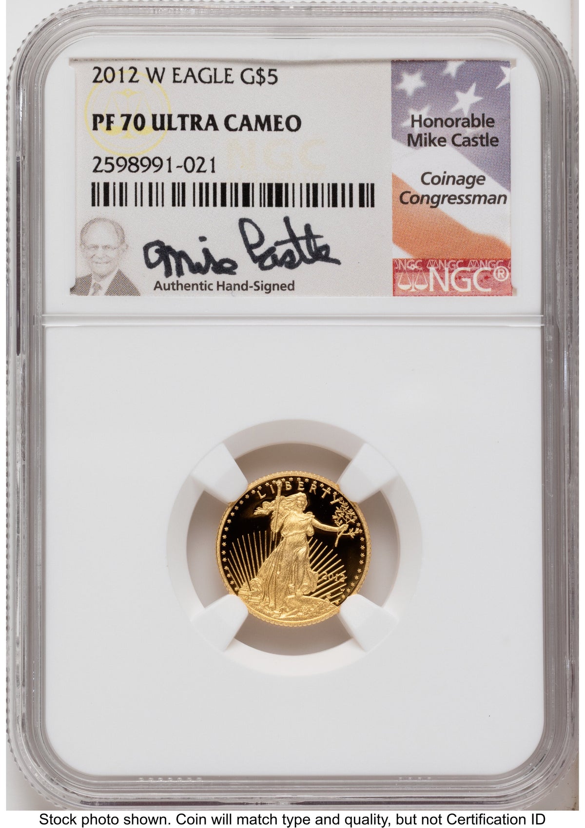 2012-W Proof Gold Eagle 1.85 oz Mike Castle NGC PF70