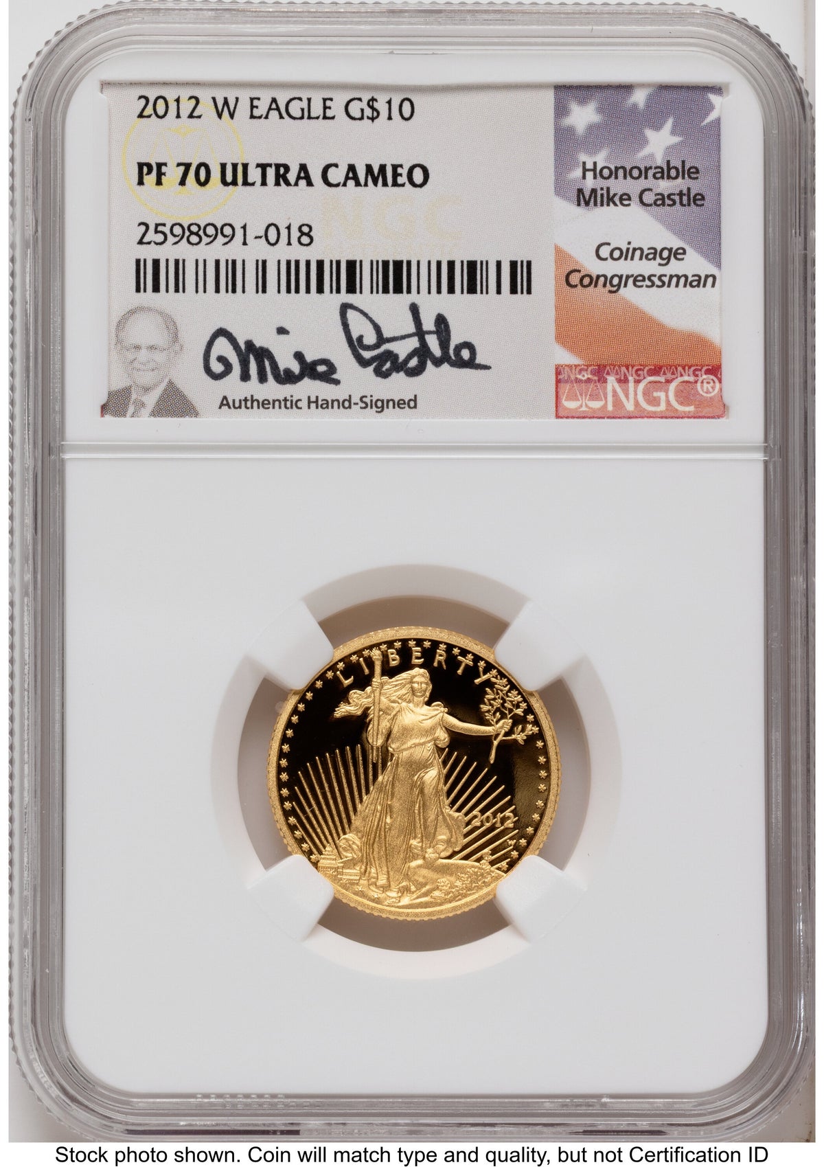 2012-W Proof Gold Eagle 1.85 oz Mike Castle NGC PF70