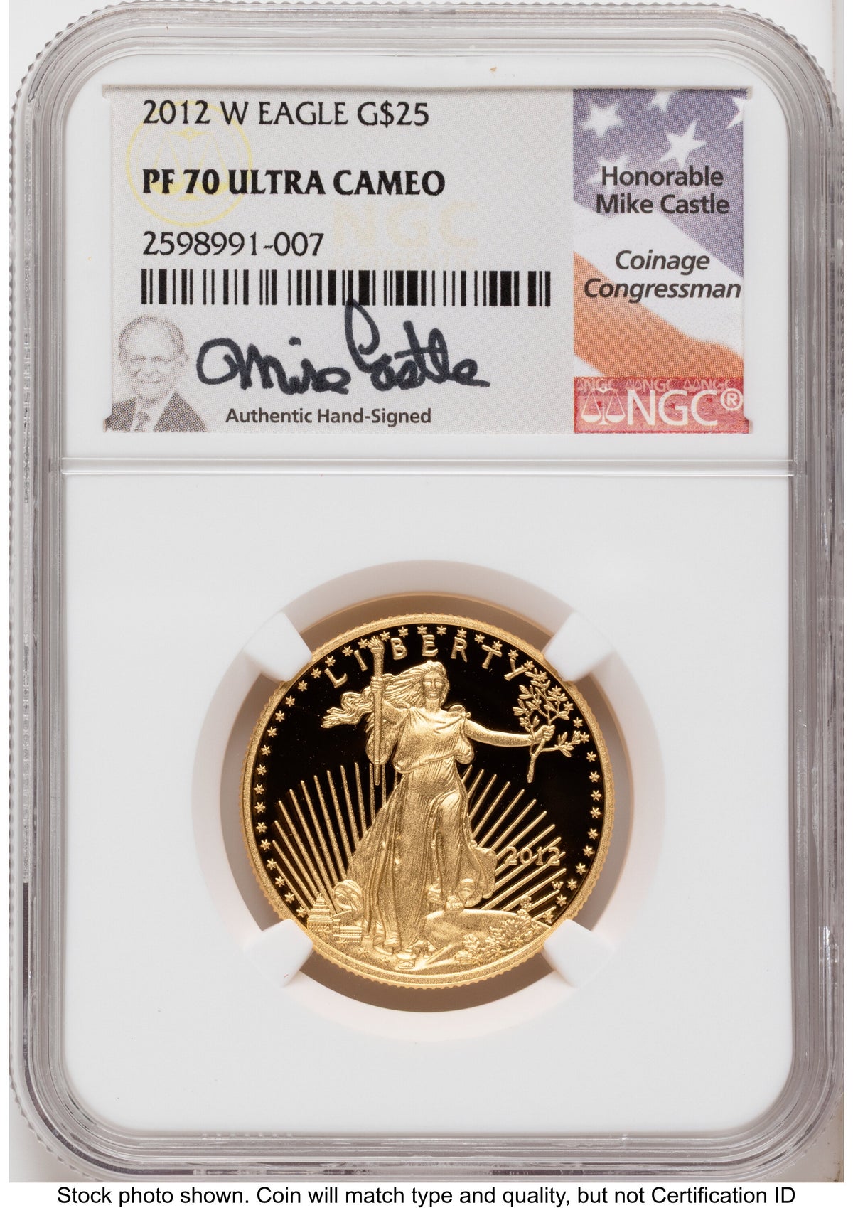 2012-W Proof Gold Eagle 1.85 oz Mike Castle NGC PF70
