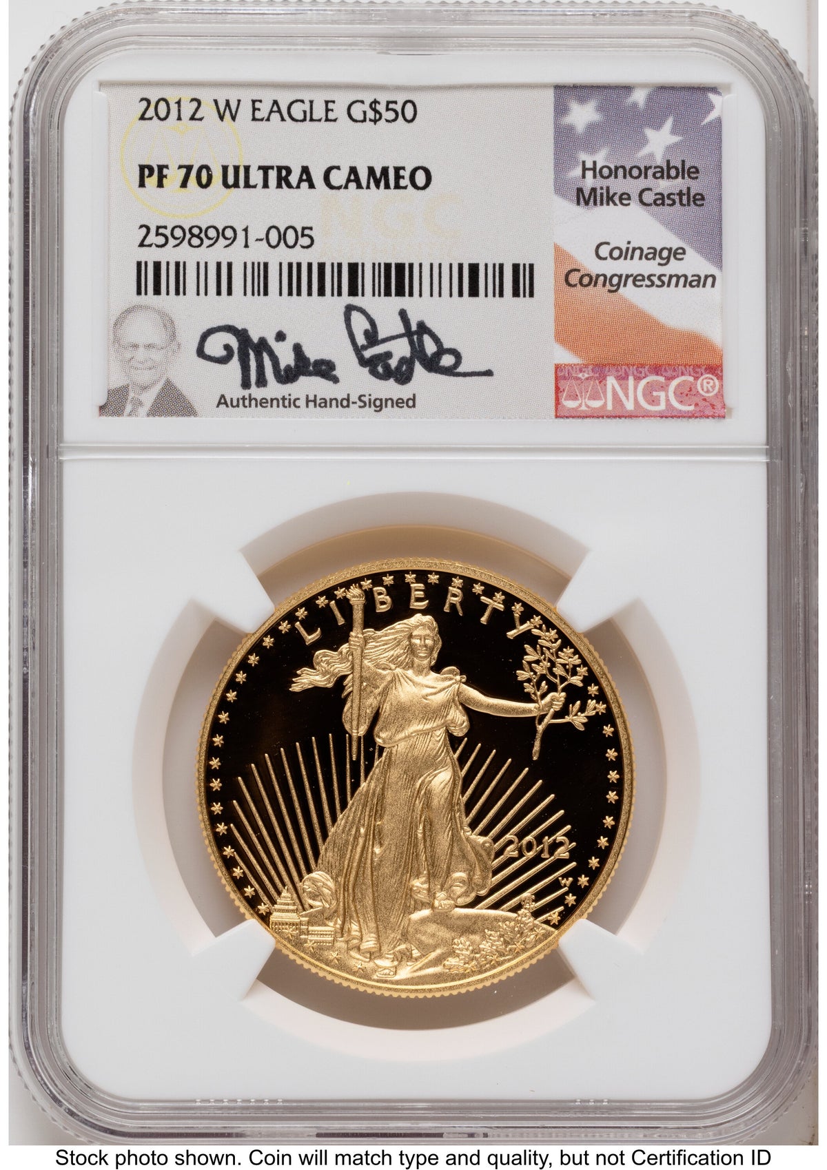 2012-W Proof Gold Eagle 1.85 oz Mike Castle NGC PF70