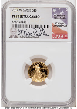 2014-W Proof Gold Eagle 1.85 oz Mike Castle NGC PF70