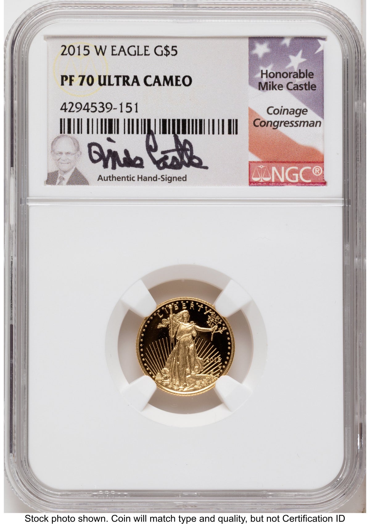 2015-W Proof Gold Eagle 1.85 oz Mike Castle NGC PF70