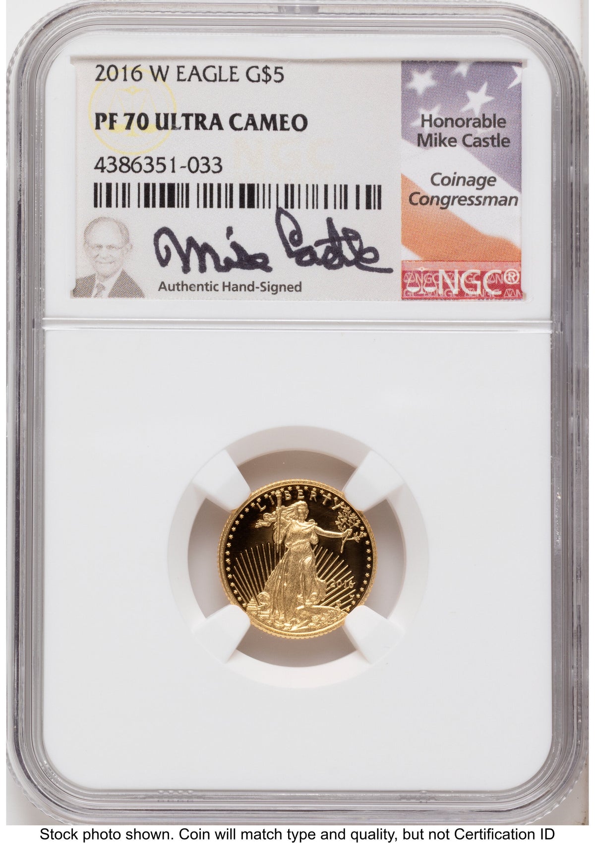 2016-W Proof Gold Eagle 1.85 oz Mike Castle NGC PF70