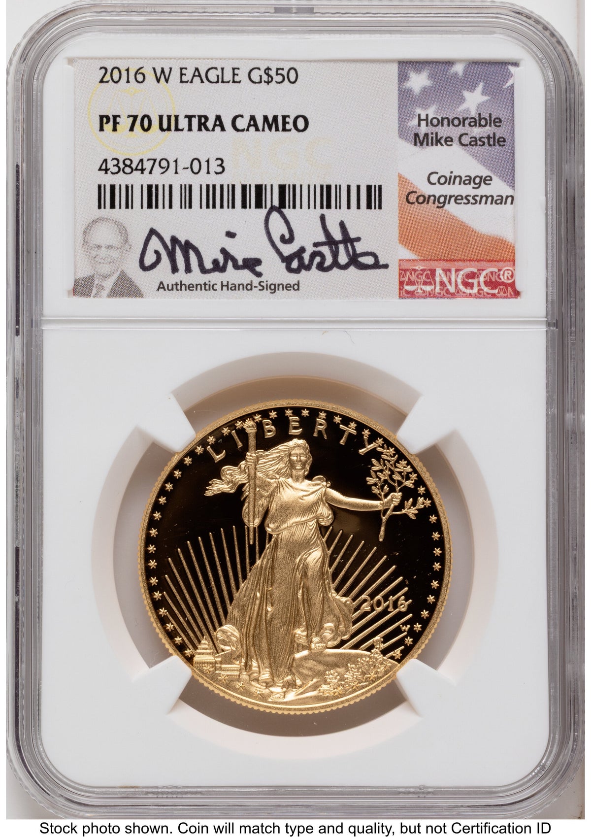 2016-W Proof Gold Eagle 1.85 oz Mike Castle NGC PF70