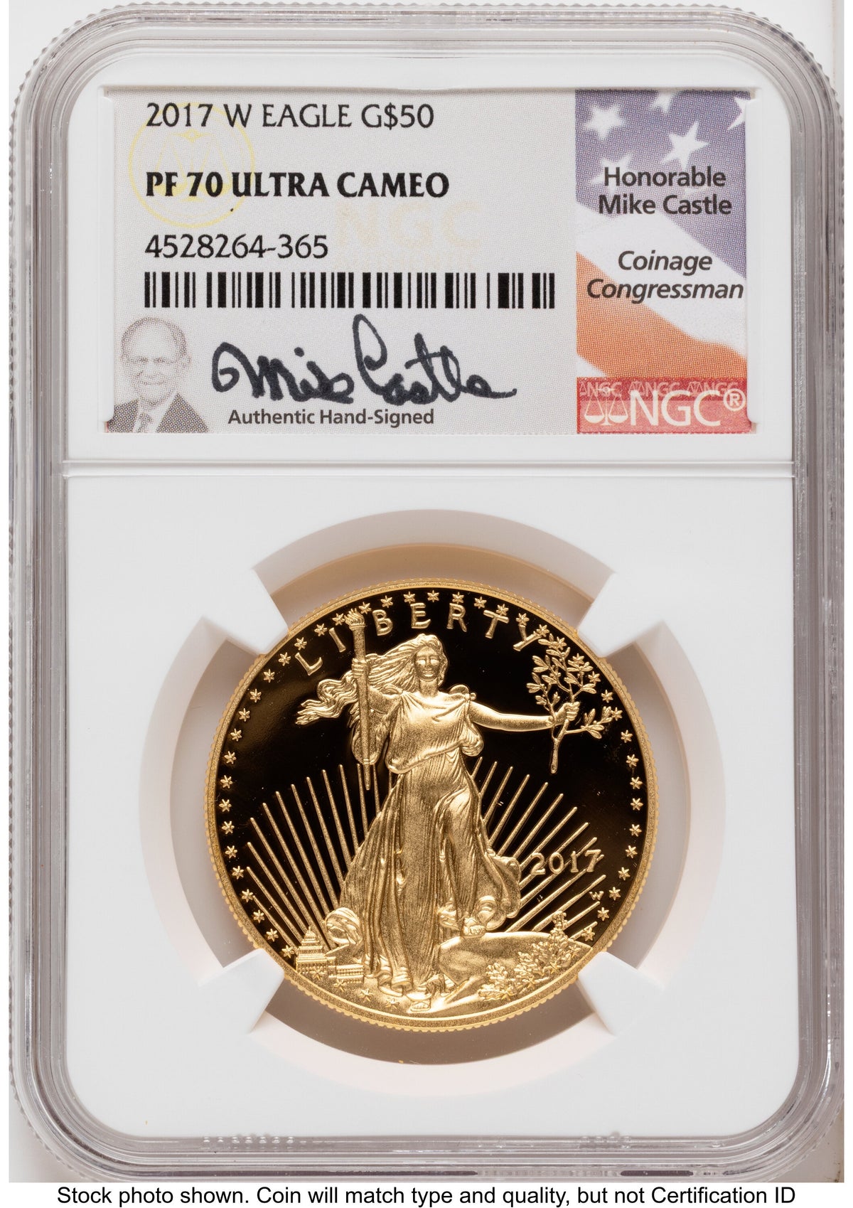 2017-W Proof Gold Eagle 1.85 oz Mike Castle NGC PF70