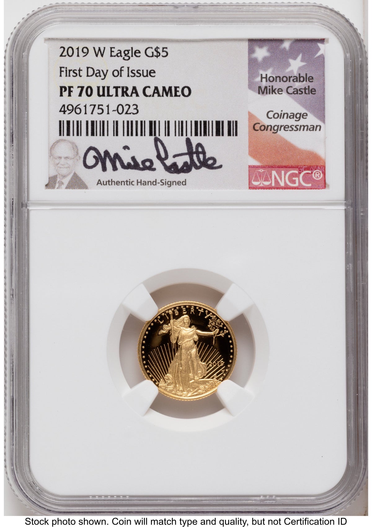 2019-W Proof Gold Eagle 1.85 oz FDI Mike Castle NGC PF70