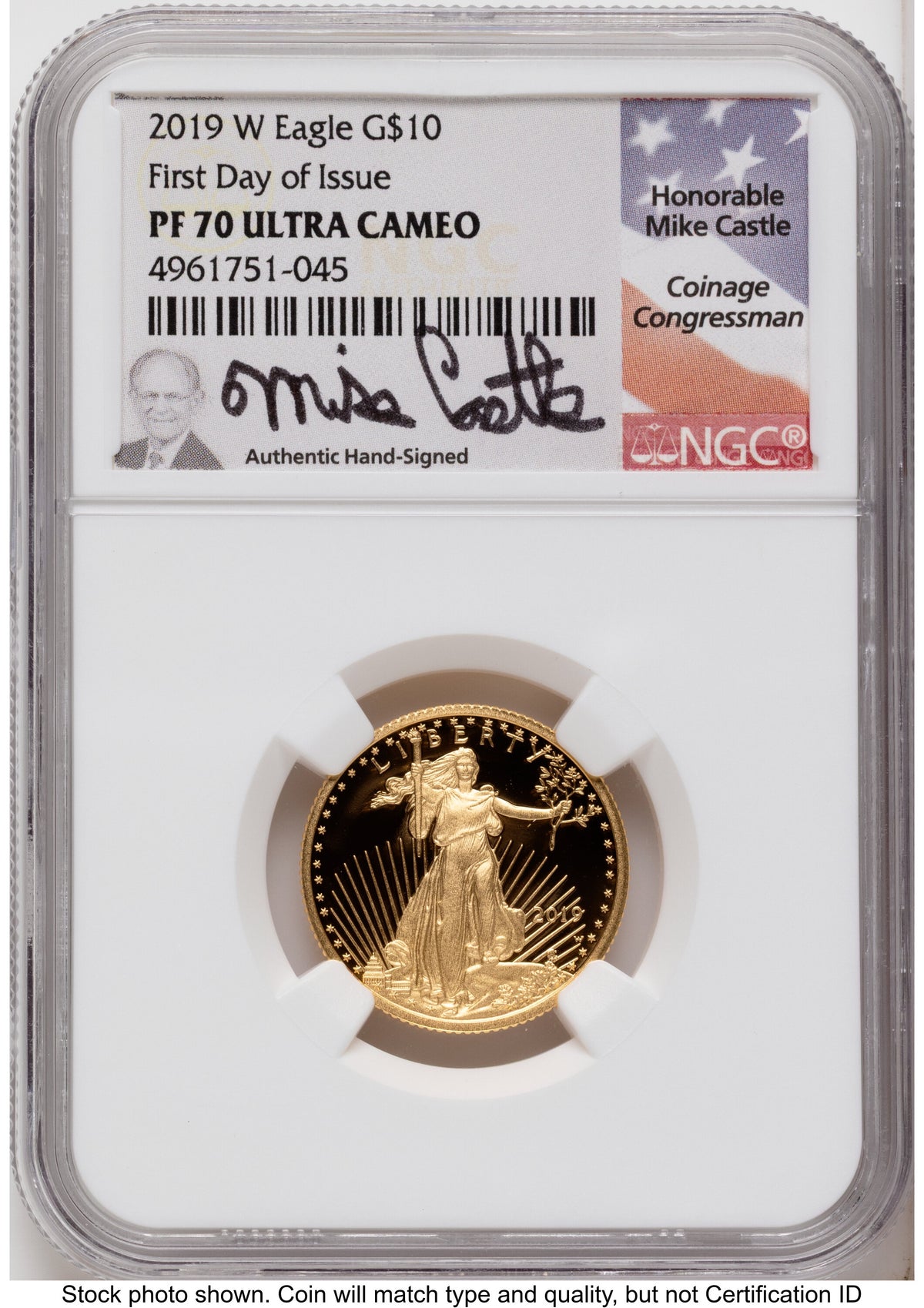 2019-W Proof Gold Eagle 1.85 oz FDI Mike Castle NGC PF70