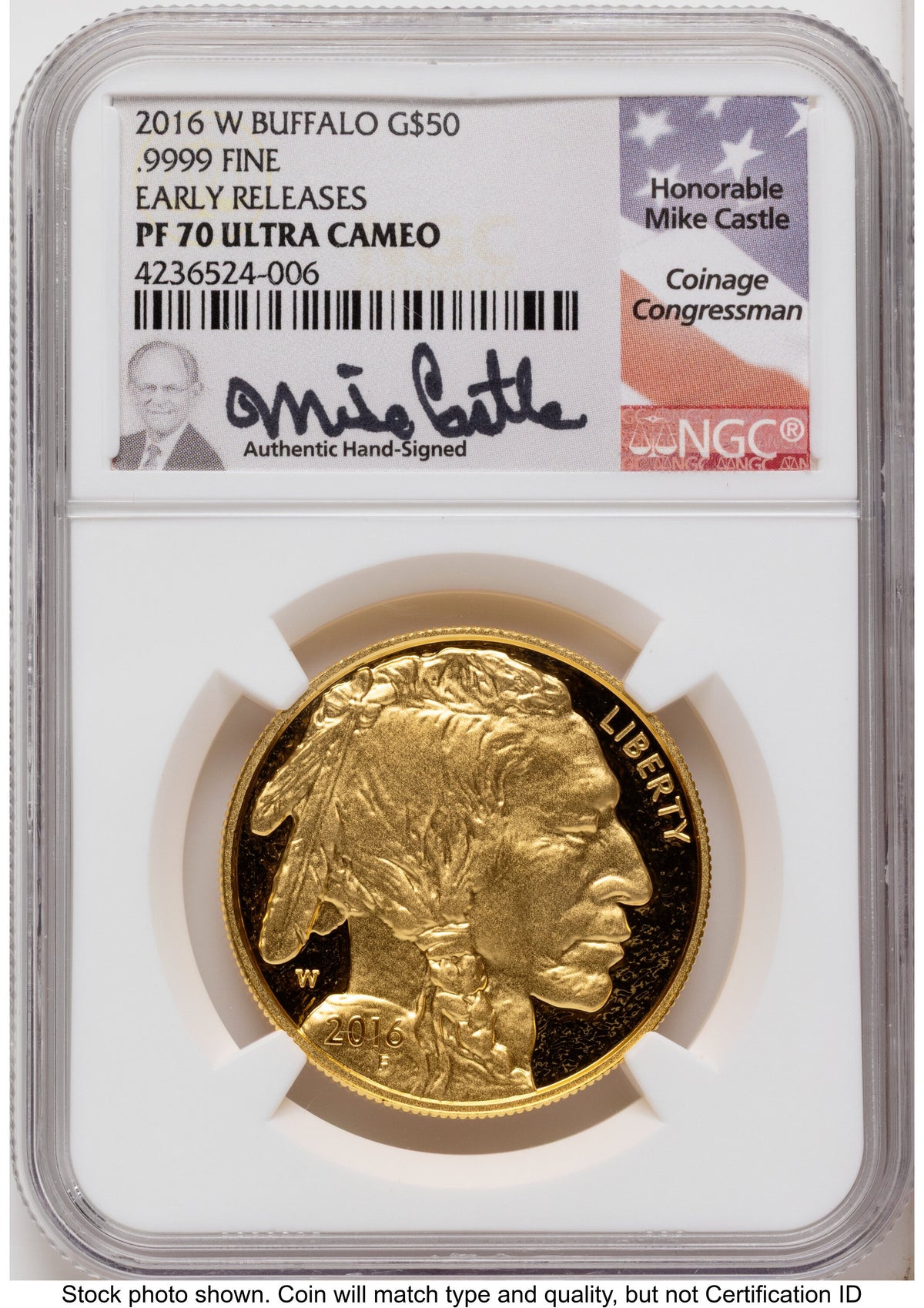 2016-W Proof Gold Buffalo 1 oz ER Mike Castle NGC PF70