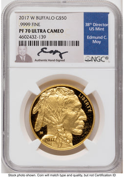 2017-W Proof Gold Buffalo 1 oz NGC PF70 Ed Moy