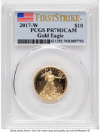 2017-W Proof Gold Eagle 1/4 oz FS Flag PCGS PR70