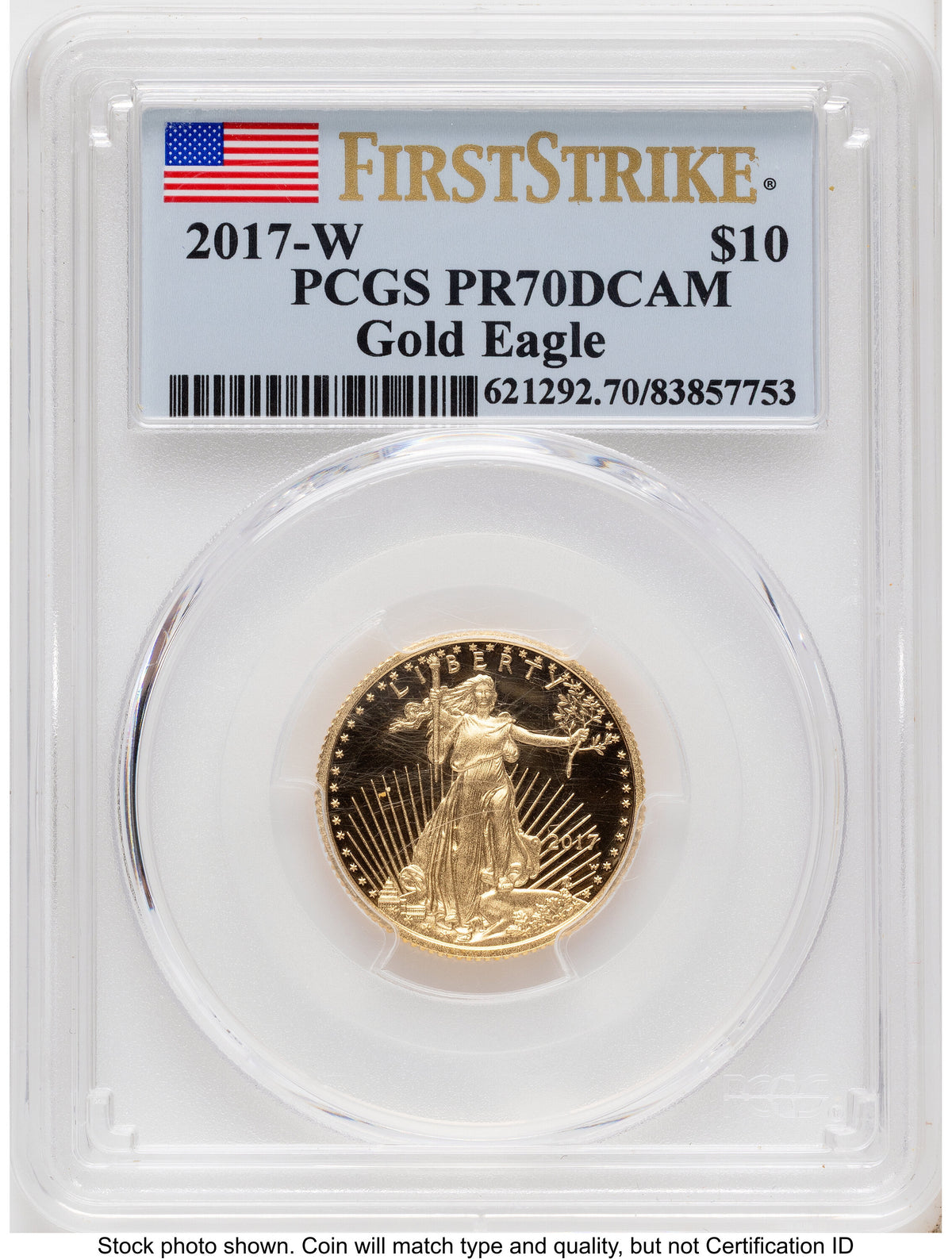2017-W Proof Gold Eagle 1/4 oz FS Flag PCGS PR70