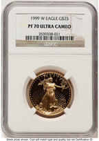 1999-W Proof Gold Eagle 1/2 oz Brown Label NGC PF70