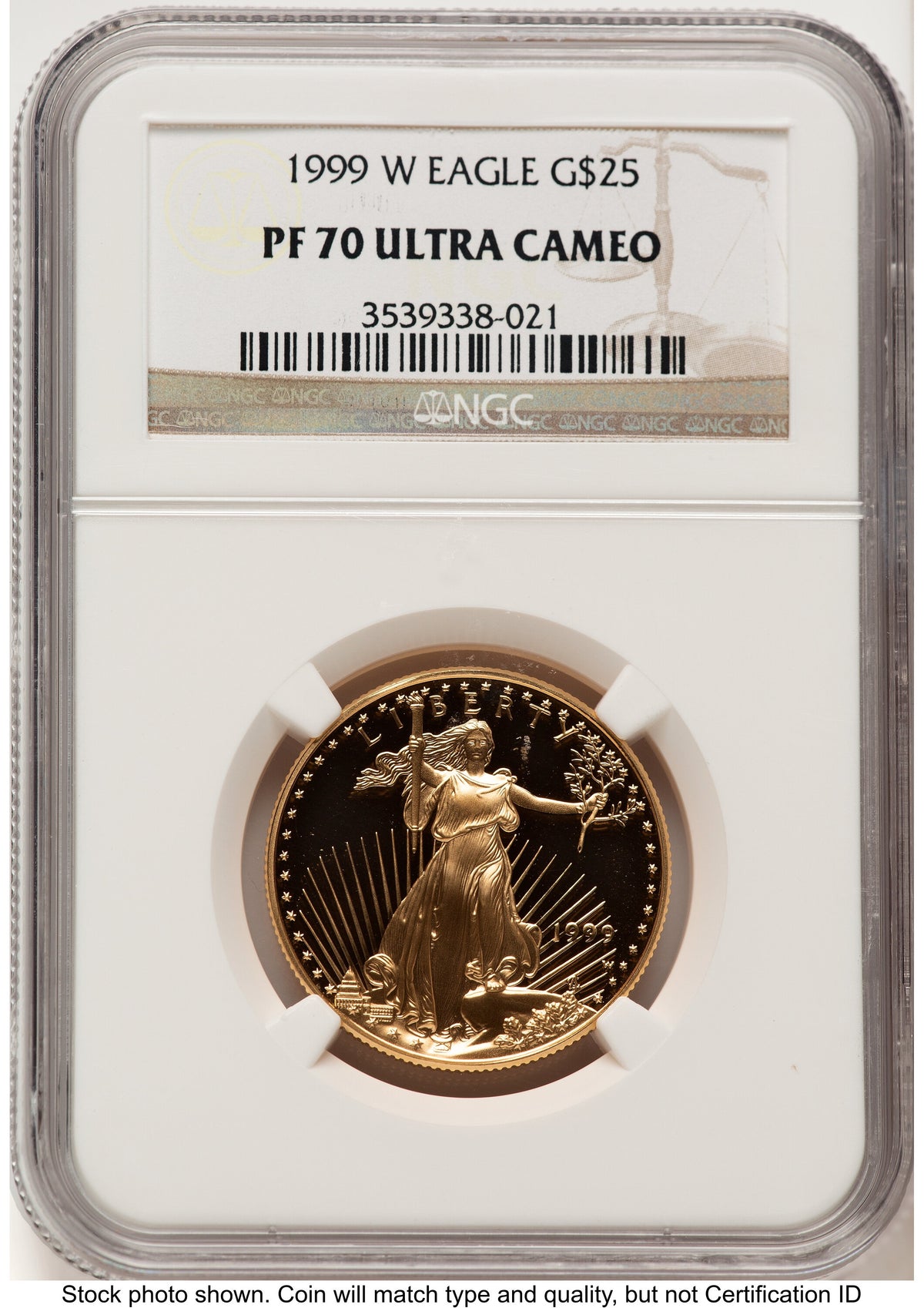1999-W Proof Gold Eagle 1/2 oz Brown Label NGC PF70