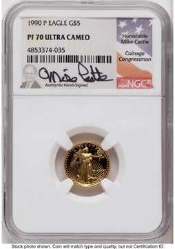 1990 Proof Gold Eagle 1.85 oz Mike Castle NGC PF70