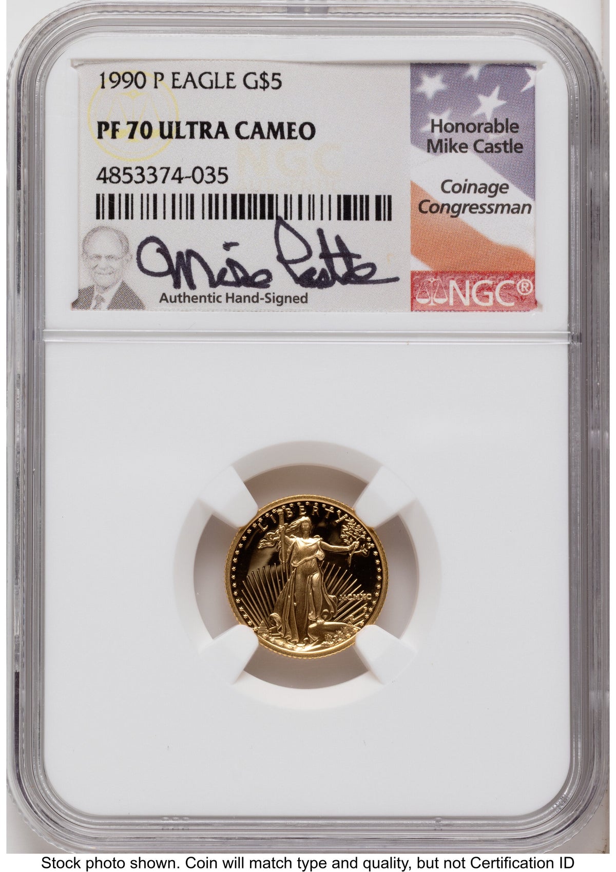 1990 Proof Gold Eagle 1.85 oz Mike Castle NGC PF70