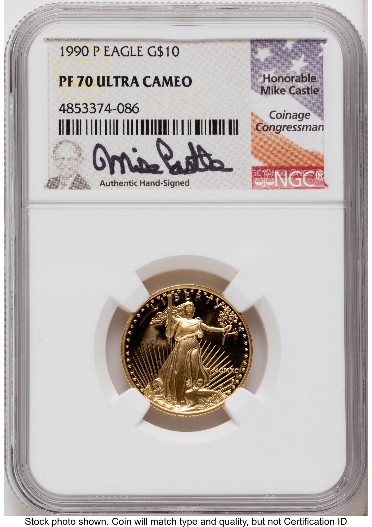 1990 Proof Gold Eagle 1.85 oz Mike Castle NGC PF70