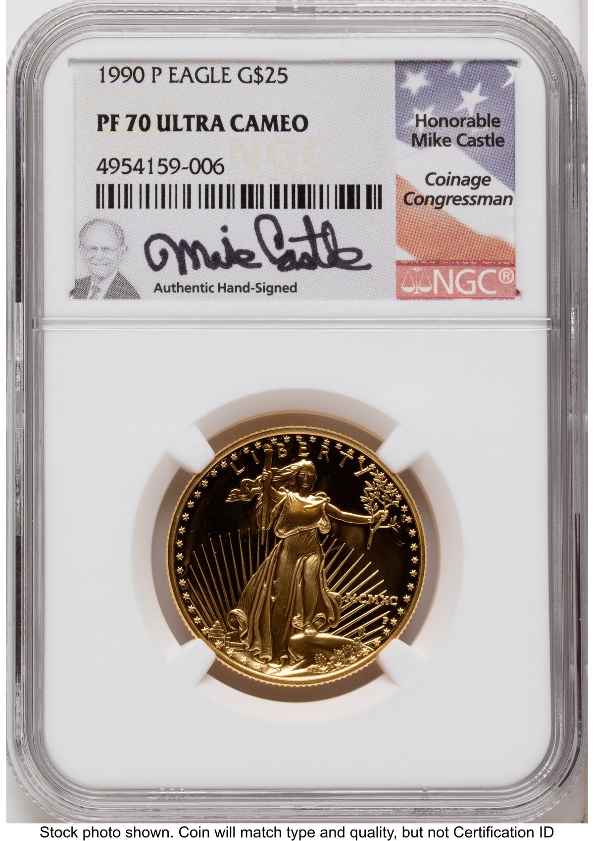 1990 Proof Gold Eagle 1.85 oz Mike Castle NGC PF70