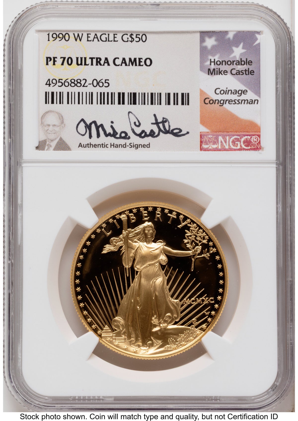 1990 Proof Gold Eagle 1.85 oz Mike Castle NGC PF70