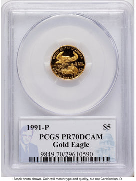 1991 Proof Gold Eagle 1.85 oz Philip Diehl PCGS PR70