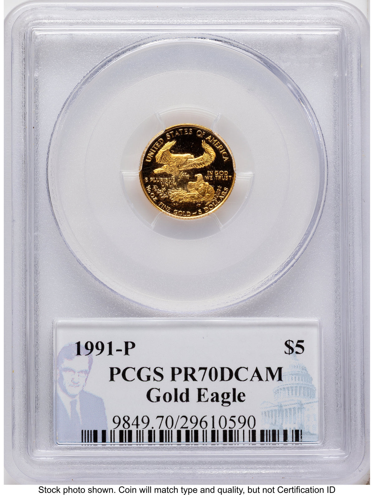 1991 Proof Gold Eagle 1.85 oz Philip Diehl PCGS PR70