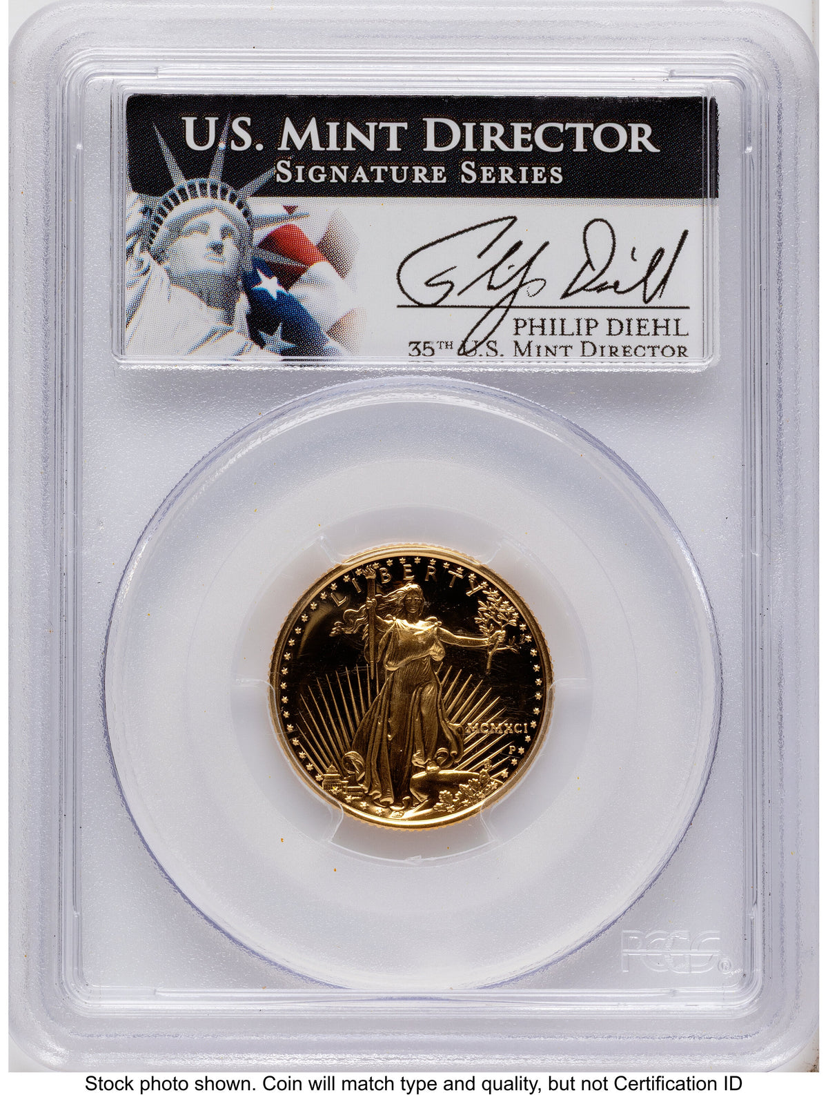 1991 Proof Gold Eagle 1.85 oz Philip Diehl PCGS PR70
