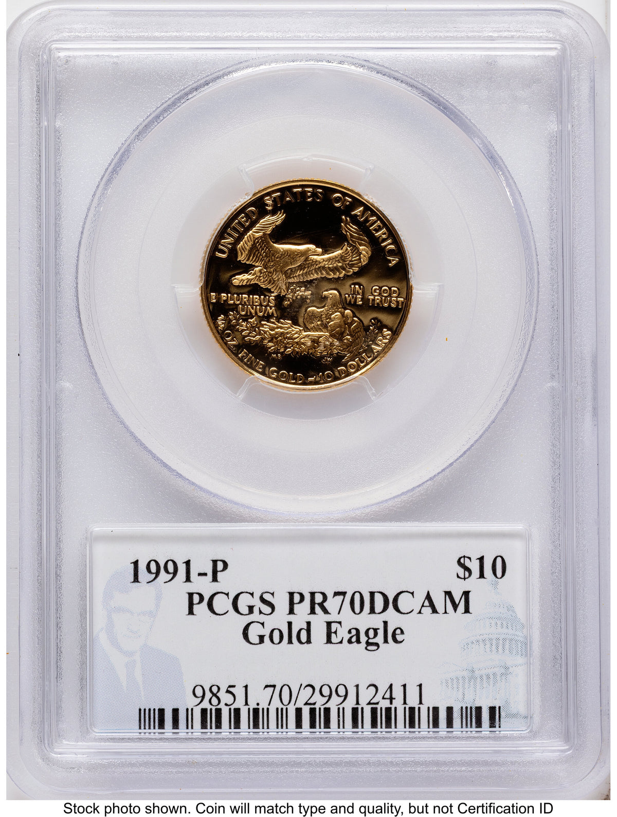 1991 Proof Gold Eagle 1.85 oz Philip Diehl PCGS PR70
