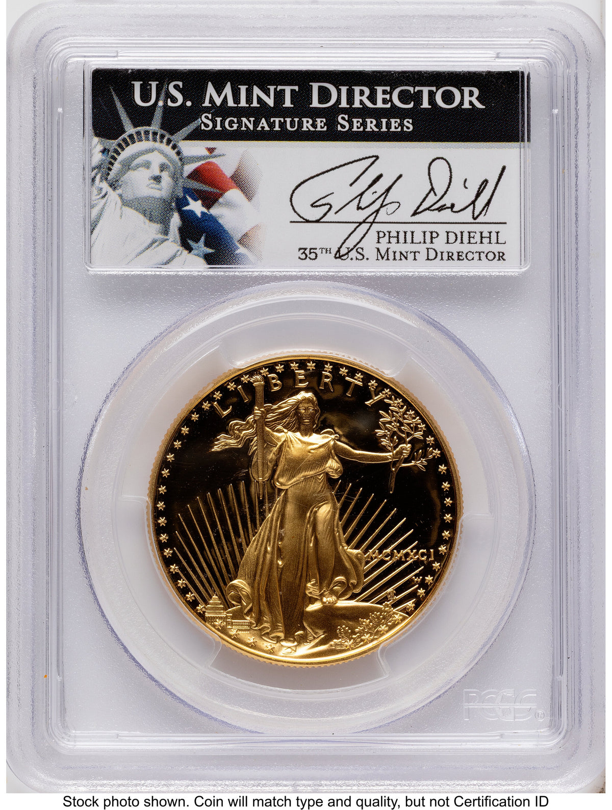 1991 Proof Gold Eagle 1.85 oz Philip Diehl PCGS PR70